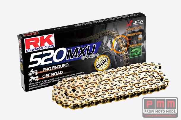 Řetěz RK 520 MXU ZLATÝ UW-ring 120